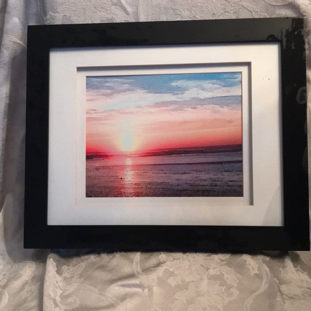 Beautiful colors of sunset sky print framed